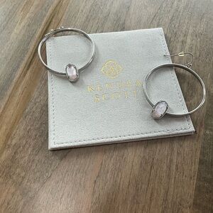 Kendra Scott Silver Hoops with Pink Accent
